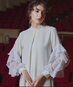 lissi Boutiqueフリンジニット 襟袖フリル付きシャツ（シャツ/ブラウス）｜lissi Boutique（リージー