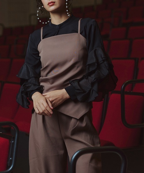 Callarus（カラルス）の「<単品>ラッフルデザイン袖ブラウス〔Callarus〕（シャツ/ブラウス・レディース・ブラック/オフホワイト・S/M/L/LL/3L）」の20枚目の写真