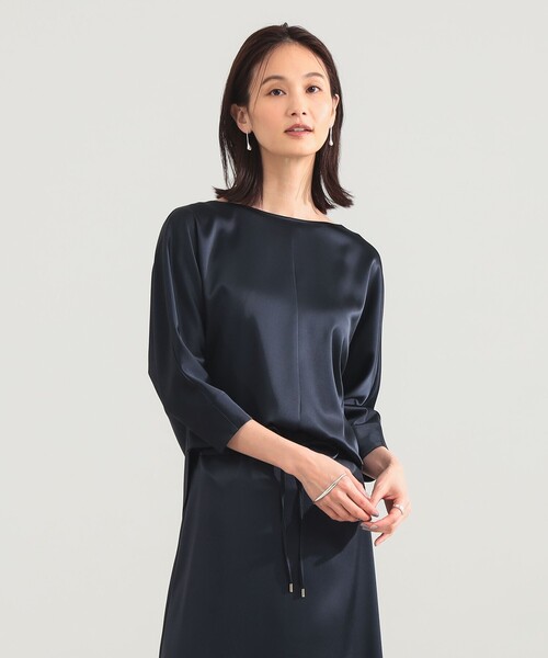 Demi-Luxe BEAMS(デミルクス ビームス)の「トリアセ ポリエステル フラットサテン ブラウス/オフィスカジュアル・セレモニー(シャツ/ブラウス・レディース・ホワイト/ネイビー・ONE SIZE)」の11枚目の写真
