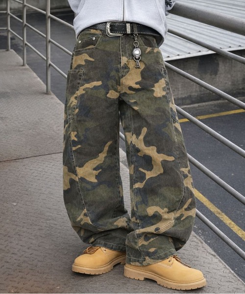 カモフラージュ柄バルーンカーブパンツ/リアルツリー/ 迷彩/ユニ