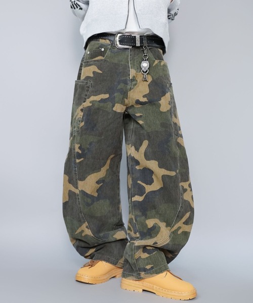 カモフラージュ柄パンツ/バルーンカーブシルエット/リアルツリー/ 迷彩