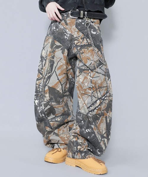 カモフラージュ柄パンツ/バルーンカーブシルエット/リアルツリー/ 迷彩