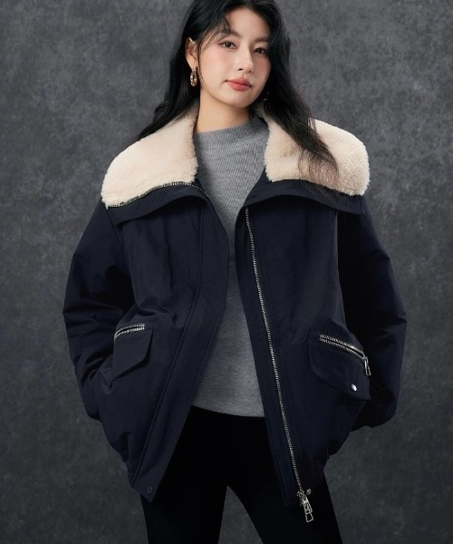 セール】衿ボア エコダウンジャケット（ダウンジャケット/コート