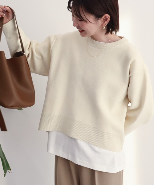 AMERICAN HOLIC（アメリカンホリック）の「【選べる丈】モールニットプルオーバー（ニット/セーター・レディース・アイボリー/ミント/マスタード/ブラック・L/M）」の2枚目の写真