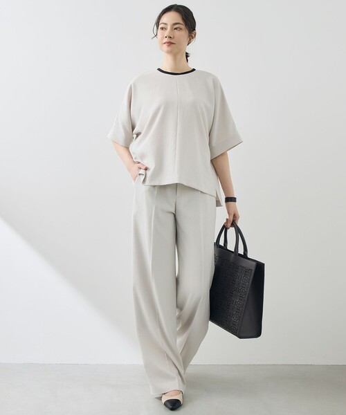 自由区(ジユウク)の「テクスチャードスーツストレートワイド パンツ(その他パンツ・レディース・ブラック系/ベージュ系・38/36/40)」の5枚目の写真