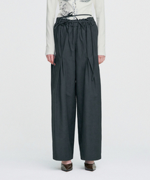 Ribbon Tied Wide Pants _ GREY