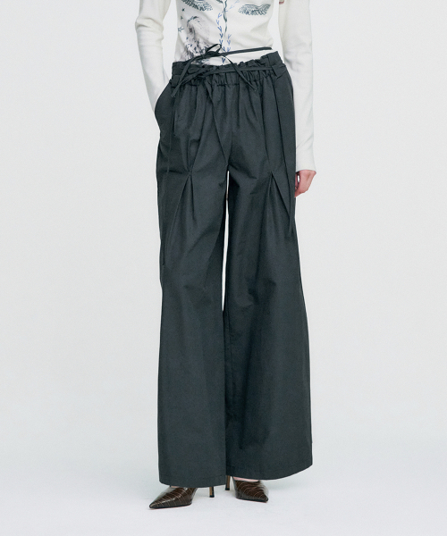 KIMZISU(キムジス)の「Ribbon Tied Wide Pants _ GREY(その他パンツ・レディース・その他・ONE SIZE)」の4枚目の写真