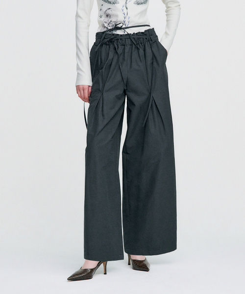 KIMZISU(キムジス)の「Ribbon Tied Wide Pants _ GREY(その他パンツ・レディース・その他・ONE SIZE)」の5枚目の写真