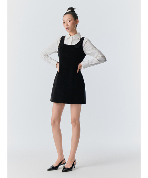 Bb' BENETTON(ビーフラットベネトン)の「コーデュロイワンピース (ブラック)(ワンピース・レディース・その他・S/M)」の1枚目の写真