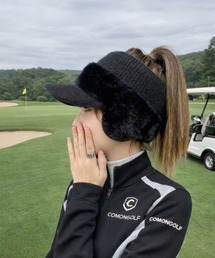 COMON GOLF（コモンゴルフ）の「ボアフリース ＆ ニット イヤーマフ一体型 ゴルフサンバイザー（ニットキャップ/ビーニー）」