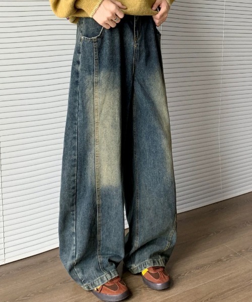 CELENA BEATS（セレナビーツ）の「ヴィンテージ ライク バック ピーキング ワイド デニム（デニムパンツ・メンズ・ライトブルー/ブルー・L/M）」の15枚目の写真