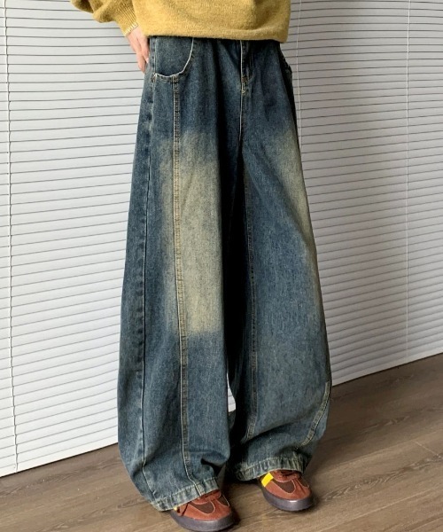CELENA BEATS（セレナビーツ）の「ヴィンテージ ライク バック ピーキング ワイド デニム（デニムパンツ・メンズ・ライトブルー/ブルー・L/M）」の16枚目の写真