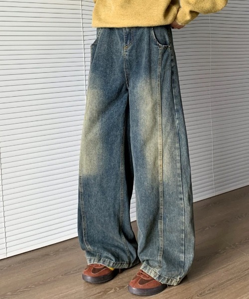 CELENA BEATS（セレナビーツ）の「ヴィンテージ ライク バック ピーキング ワイド デニム（デニムパンツ・メンズ・ライトブルー/ブルー・L/M）」の19枚目の写真
