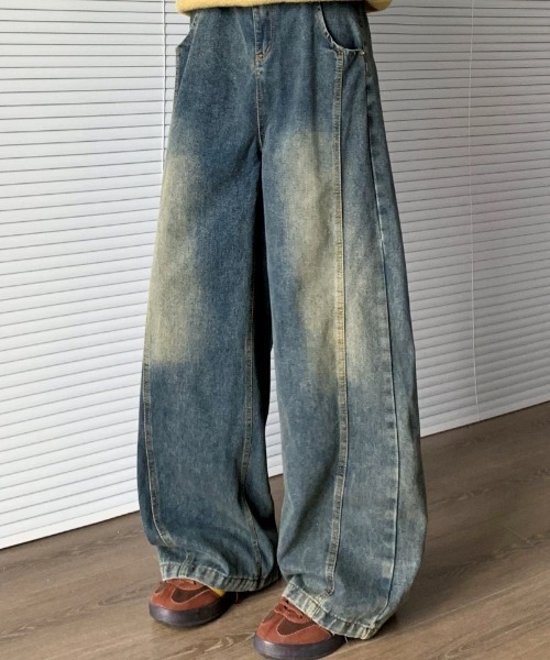 CELENA BEATS（セレナビーツ）の「ヴィンテージ ライク バック ピーキング ワイド デニム（デニムパンツ・メンズ・ライトブルー/ブルー・L/M）」の20枚目の写真