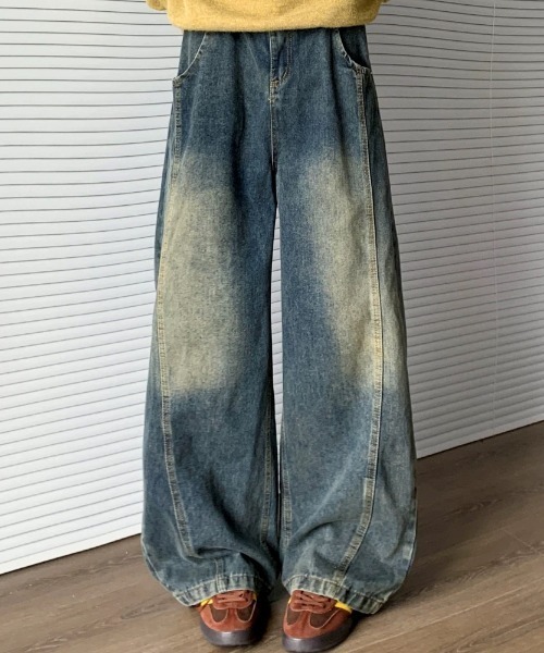 CELENA BEATS（セレナビーツ）の「ヴィンテージ ライク バック ピーキング ワイド デニム（デニムパンツ・メンズ・ライトブルー/ブルー・L/M）」の21枚目の写真