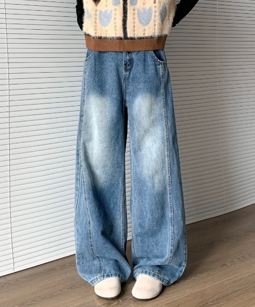 CELENA BEATS（セレナビーツ）の「ヴィンテージ ライク バック ピーキング ワイド デニム（デニムパンツ・メンズ・ライトブルー/ブルー・L/M）」の11枚目の写真