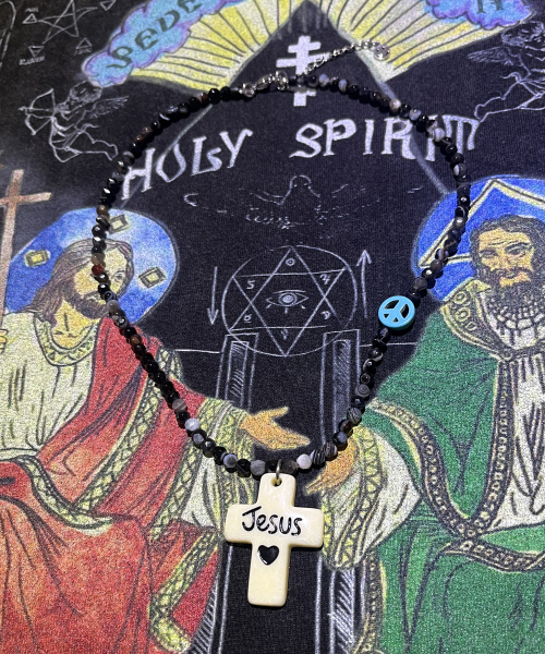 SK8ER ROCK（スケーターロック）の「Love Peace Jesus Necklace ((Black))（ネックレス・レディース・その他・FREE）」の2枚目の写真