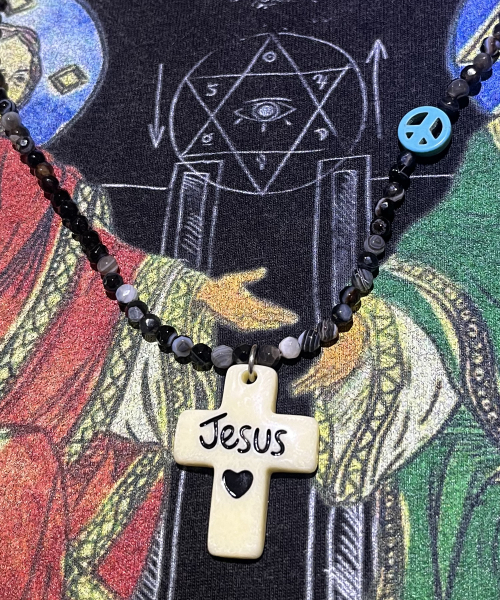 SK8ER ROCK（スケーターロック）の「Love Peace Jesus Necklace ((Black))（ネックレス・レディース・その他・FREE）」の3枚目の写真