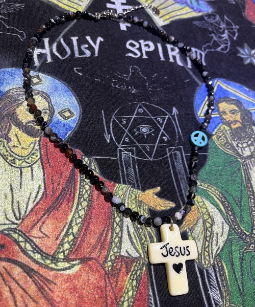 SK8ER ROCK（スケーターロック）の「Love Peace Jesus Necklace ((Black))（ネックレス・レディース・その他・FREE）」の4枚目の写真