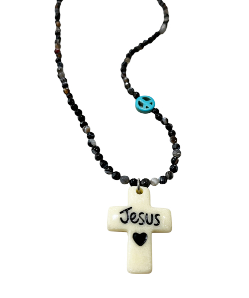 SK8ER ROCK（スケーターロック）の「Love Peace Jesus Necklace ((Black))（ネックレス・レディース・その他・FREE）」の5枚目の写真