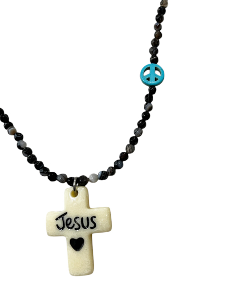 SK8ER ROCK（スケーターロック）の「Love Peace Jesus Necklace ((Black))（ネックレス・レディース・その他・FREE）」の7枚目の写真