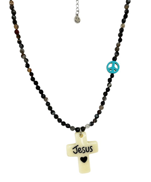 SK8ER ROCK（スケーターロック）の「Love Peace Jesus Necklace ((Black))（ネックレス・レディース・その他・FREE）」の10枚目の写真