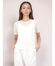 Half Sleeve Sheer Knit _White