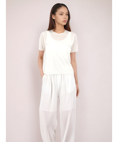 ACUD(アクド)の「Half Sleeve Sheer Knit _White(ニット/セーター・レディース・ホワイト・FREE)」の4枚目の写真