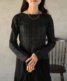 Muffiny（マフィニー）の「やわらか編みバックデザインニット（ニット/セーター）」