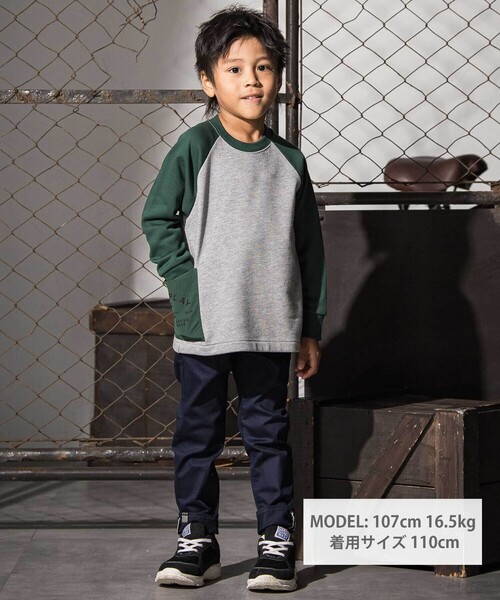 WASK（ワスク）の「バイカラーラグランロゴBIGトレーナー（スウェット・キッズ・オフホワイト/グレー・160cm/150cm）」の15枚目の写真