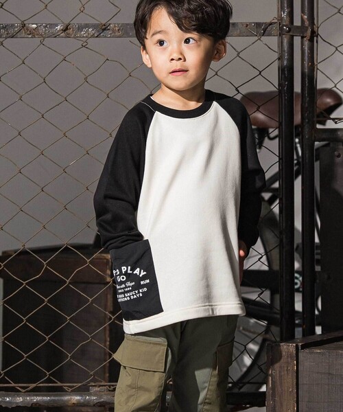 WASK（ワスク）の「バイカラーラグランロゴBIGトレーナー（スウェット・キッズ・オフホワイト/グレー・160cm/150cm）」の16枚目の写真