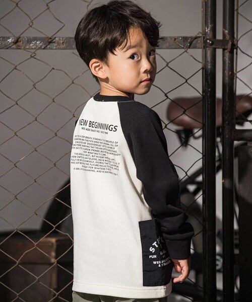 WASK（ワスク）の「バイカラーラグランロゴBIGトレーナー（スウェット・キッズ・オフホワイト/グレー・160cm/150cm）」の17枚目の写真