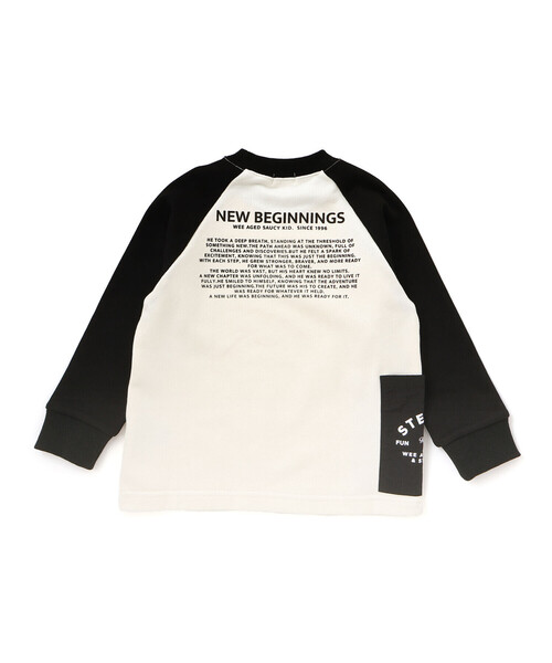 WASK（ワスク）の「バイカラーラグランロゴBIGトレーナー（スウェット・キッズ・オフホワイト/グレー・160cm/150cm）」の3枚目の写真