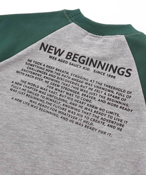 WASK（ワスク）の「バイカラーラグランロゴBIGトレーナー（スウェット・キッズ・オフホワイト/グレー・160cm/150cm）」の8枚目の写真