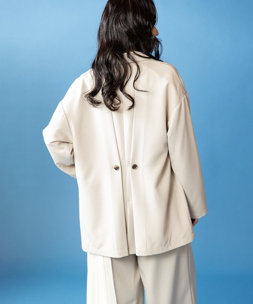 OSMOSIS(オズモーシス)の「バックタックジャケット(テーラードジャケット・レディース・ブラック/グレイッシュベージュ/ライトベージュ・ONE SIZE)」の16枚目の写真