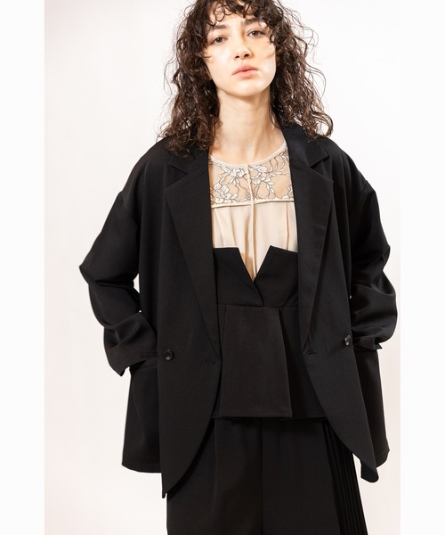 OSMOSIS(オズモーシス)の「バックタックジャケット(テーラードジャケット・レディース・ブラック/グレイッシュベージュ/ライトベージュ・ONE SIZE)」の20枚目の写真