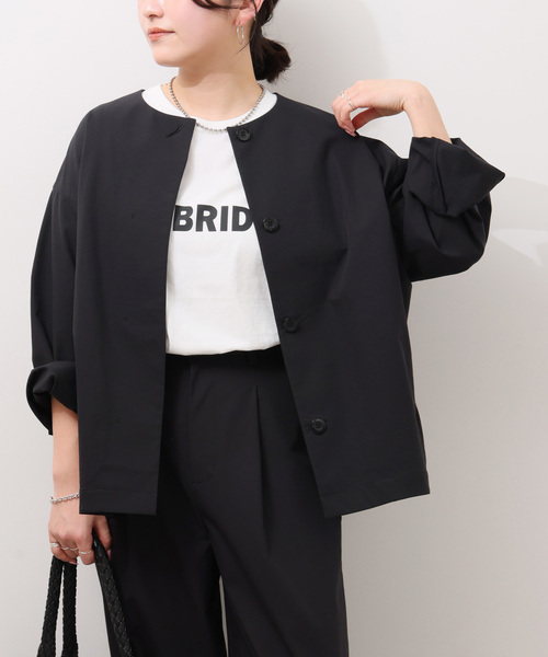 JOURNAL STANDARD relume（ジャーナルスタンダード　レリューム）の「《追加》［撥水 / UVカット］【SPENSIERATO】クルーネックコクーンブルゾン（その他アウター・レディース・ブラック/アイボリー・FREE）」の3枚目の写真