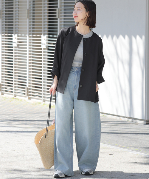 JOURNAL STANDARD relume（ジャーナルスタンダード　レリューム）の「《追加》［撥水 / UVカット］【SPENSIERATO】クルーネックコクーンブルゾン（その他アウター・レディース・ブラック/アイボリー・FREE）」の6枚目の写真