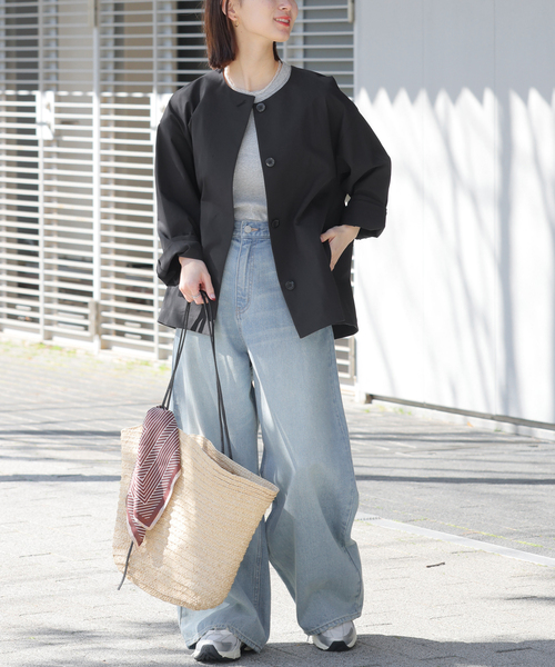 JOURNAL STANDARD relume（ジャーナルスタンダード　レリューム）の「《追加》［撥水 / UVカット］【SPENSIERATO】クルーネックコクーンブルゾン（その他アウター・レディース・ブラック/アイボリー・FREE）」の7枚目の写真