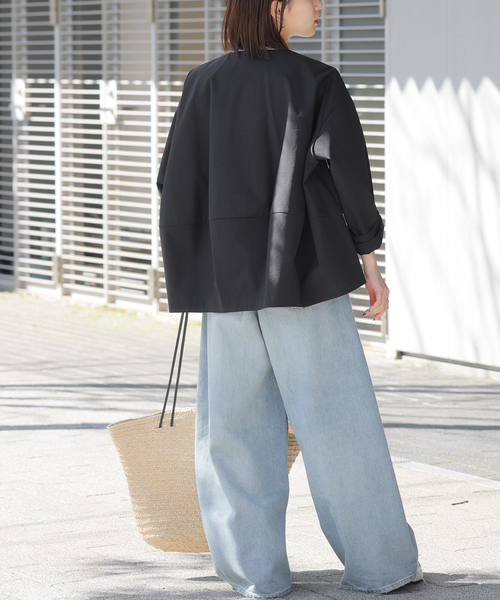 JOURNAL STANDARD relume（ジャーナルスタンダード　レリューム）の「《追加》［撥水 / UVカット］【SPENSIERATO】クルーネックコクーンブルゾン（その他アウター・レディース・ブラック/アイボリー・FREE）」の9枚目の写真