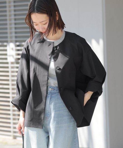 JOURNAL STANDARD relume（ジャーナルスタンダード　レリューム）の「《追加》［撥水 / UVカット］【SPENSIERATO】クルーネックコクーンブルゾン（その他アウター・レディース・ブラック/アイボリー・FREE）」の11枚目の写真