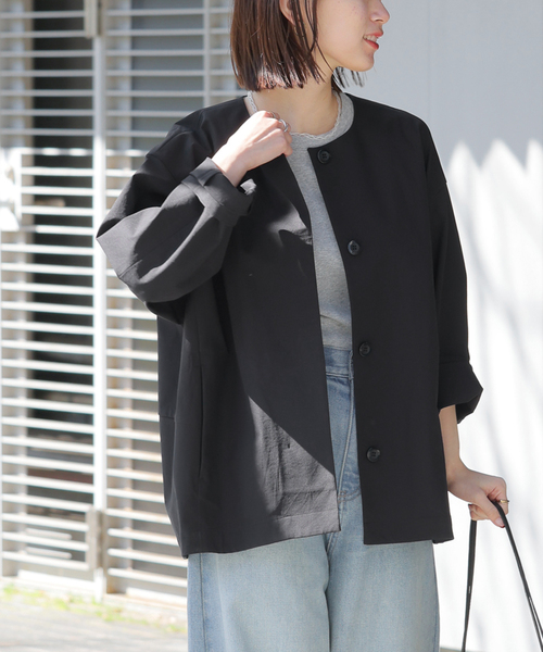 JOURNAL STANDARD relume（ジャーナルスタンダード　レリューム）の「《追加》［撥水 / UVカット］【SPENSIERATO】クルーネックコクーンブルゾン（その他アウター・レディース・ブラック/アイボリー・FREE）」の12枚目の写真