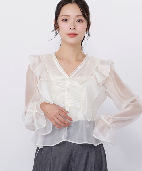 JILL by JILL STUART(ジルバイジルスチュアート)の「プリーツフリルブラウス(シャツ/ブラウス・レディース・ホワイト/ブルー/ブラック系その他・FREE)」の5枚目の写真