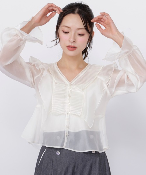 JILL by JILL STUART(ジルバイジルスチュアート)の「プリーツフリルブラウス(シャツ/ブラウス・レディース・ホワイト/ブルー/ブラック系その他・FREE)」の9枚目の写真
