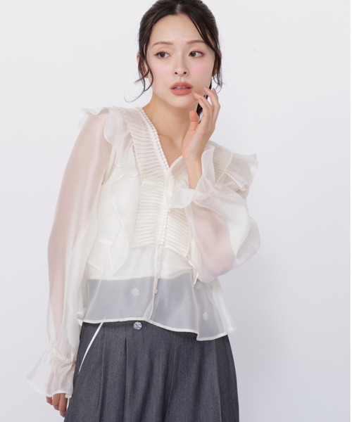 JILL by JILL STUART(ジルバイジルスチュアート)の「プリーツフリルブラウス(シャツ/ブラウス・レディース・ホワイト/ブルー/ブラック系その他・FREE)」の8枚目の写真