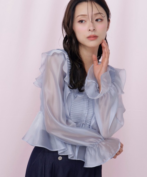 JILL by JILL STUART(ジルバイジルスチュアート)の「プリーツフリルブラウス(シャツ/ブラウス・レディース・ホワイト/ブルー/ブラック系その他・FREE)」の19枚目の写真