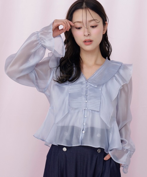 JILL by JILL STUART(ジルバイジルスチュアート)の「プリーツフリルブラウス(シャツ/ブラウス・レディース・ホワイト/ブルー/ブラック系その他・FREE)」の18枚目の写真