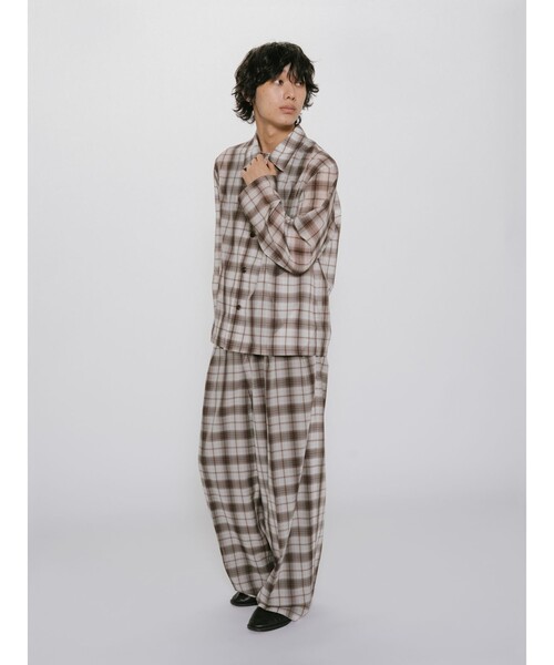 MIDIUMISOLID Men’s シアーチェックテーパードパンツ
