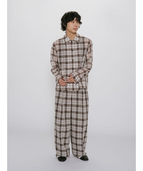MIDIUMISOLID（ミディウミソリッド）の「MIDIUMISOLID Men’s シアーチェックテーパードパンツ（その他パンツ・メンズ・アイボリー・48）」の5枚目の写真