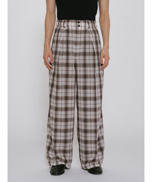 MIDIUMISOLID（ミディウミソリッド）の「MIDIUMISOLID Men’s シアーチェックテーパードパンツ（その他パンツ・メンズ・アイボリー・48）」の8枚目の写真